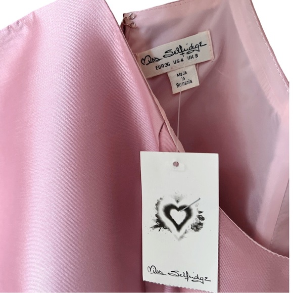 Miss Selfridge Pink Dress | US 4 Euro 36 | Bandeau Dip Hem | Pearlescent | $40 - Picture 4 of 8